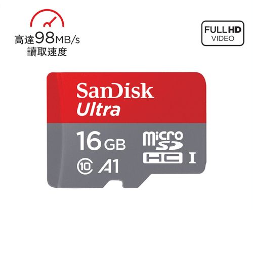 SanDisk Ultra MicroSD UHS-1 98MB/S 記憶卡-16GB (SDSQUAR-016G-GN6MN)