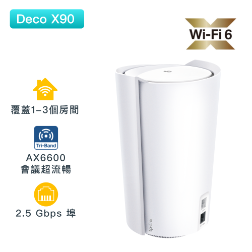 TP-Link - Deco X90 三頻AX6600 Gigabit OFDMA MU-MIMO WiF6 無綫路由器 網狀Mesh路由器（支援IPTV）