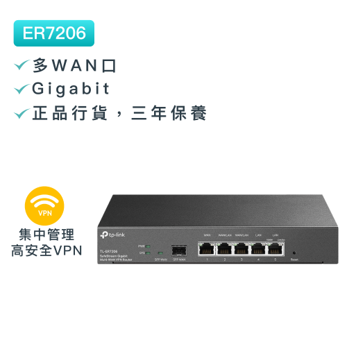 TP-Link - ER7206 Gigabit VPN路由器 SFP+RJ45連接埠 雲端控制 辦公室路由器