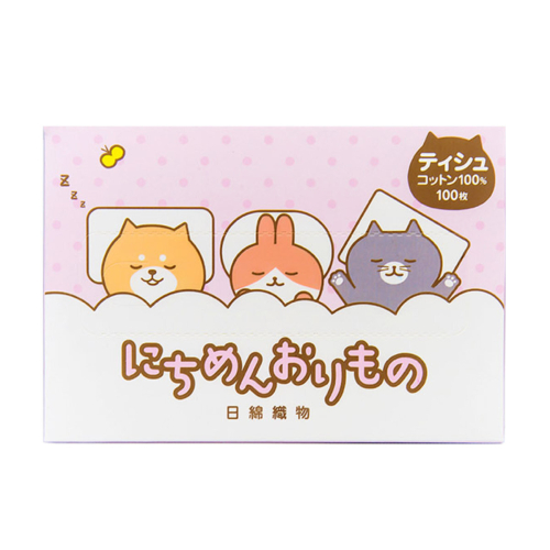日綿織物 - 100%純綿 洗面巾 100片盒裝 - 可愛動物 日本製造 [買一送一]