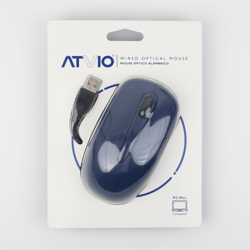 Atvio - 3鍵有線 USB 光學滑鼠 (藍色)