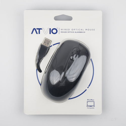 Atvio - 3鍵有線 USB 光學滑鼠 (黑色)