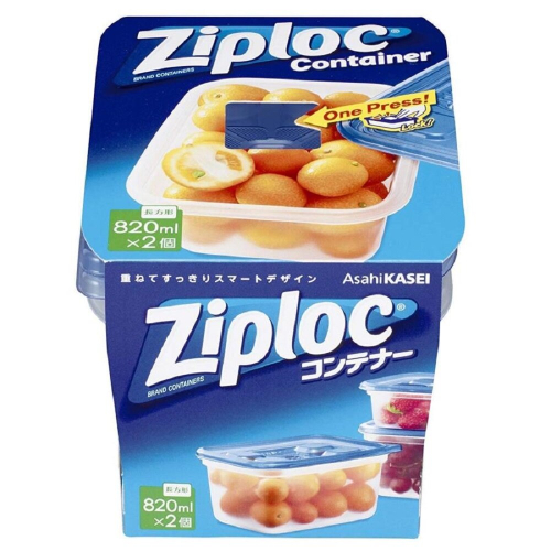 Ziploc - 食物保鮮盒 820ML 正方形（兩件裝）<平行進口>