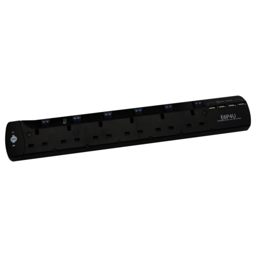 EIGHT 6位13A+4組USB充電 3.2A輸出 防雷拖板 E6P4U (黑色)