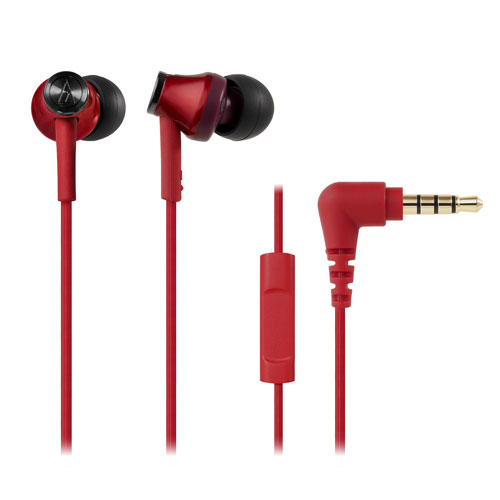 Audio-Technica AT 智能手機專用入耳式耳塞咪高峰 - 紅色 (ATH-CK350IS RD)