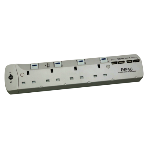 EIGHT 4位13A+4組USB充電 3.2A輸出 防雷拖板 E4P4U (白色)